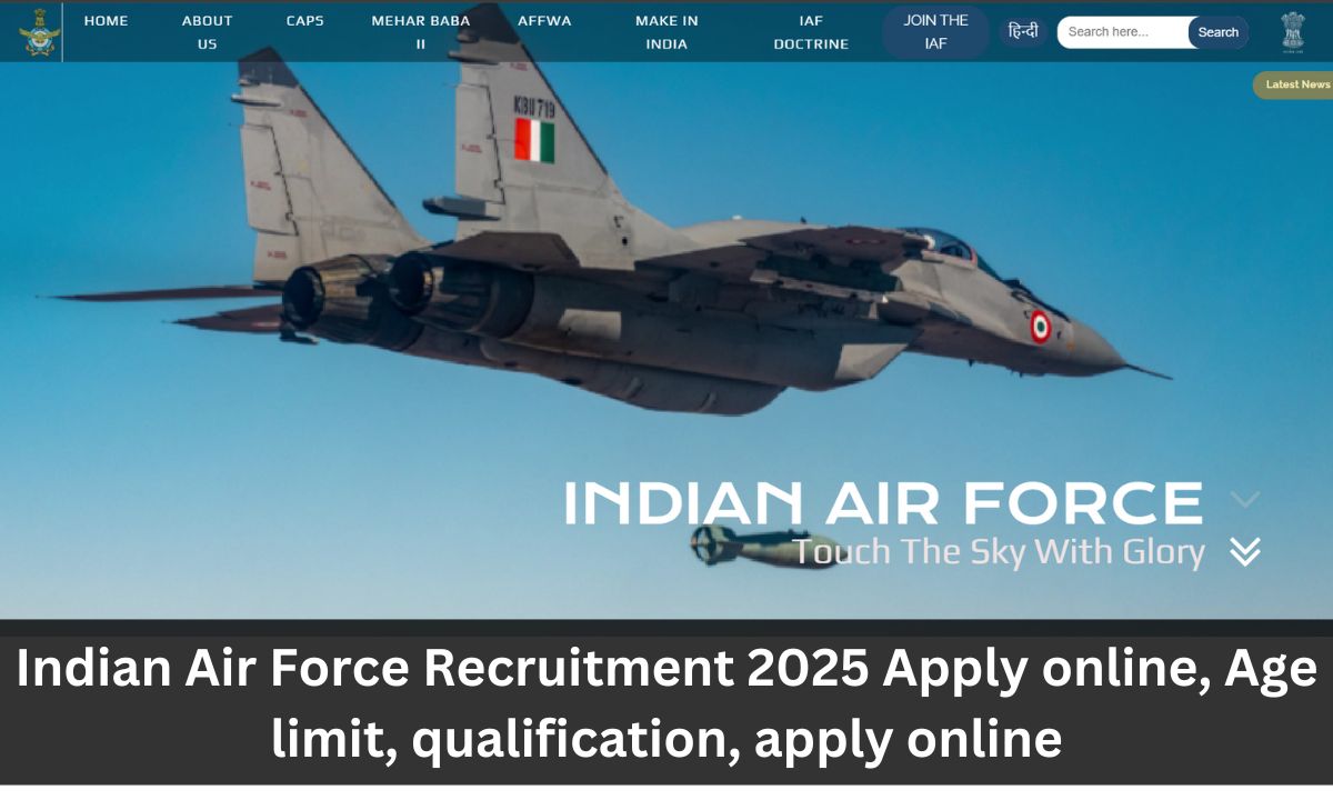 Indian Air Force Recruitment 2025 Apply online, Age limit, qualification, apply online